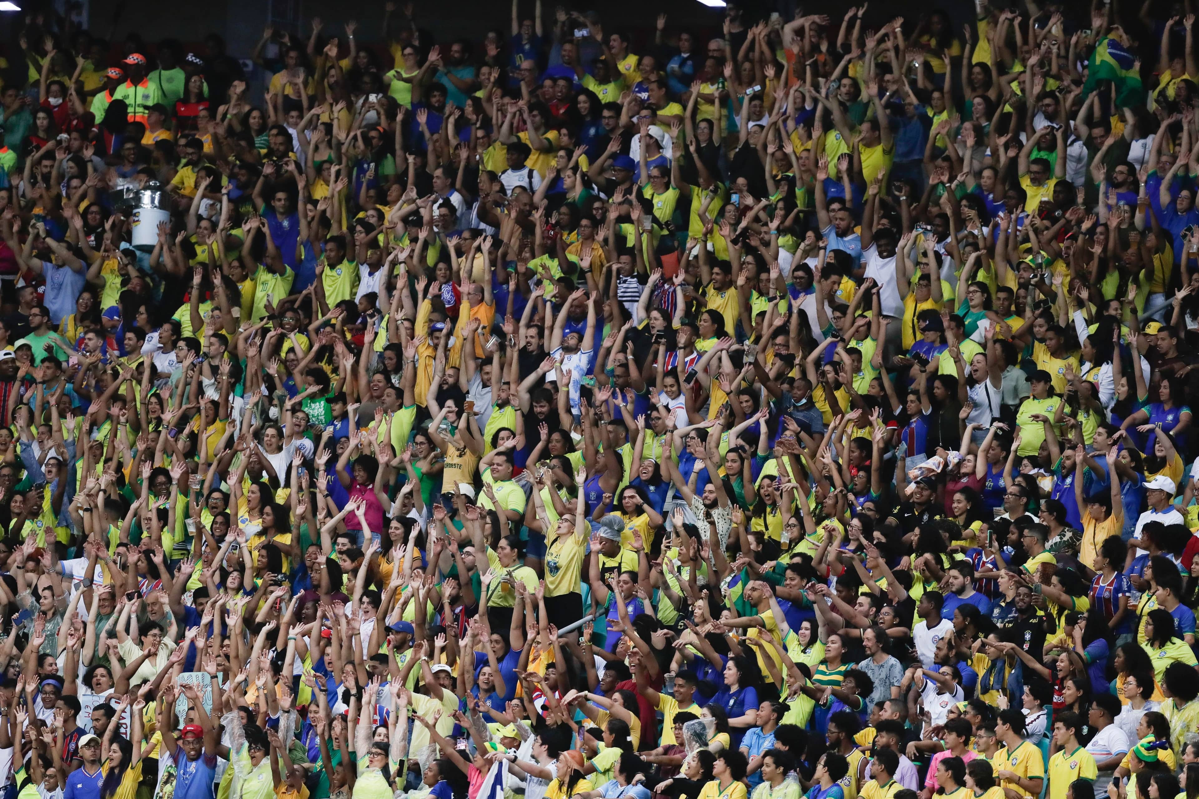 Torcedores do Brasil durante amistoso da Seleção Feminina em Salvador